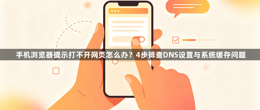 手机浏览器提示打不开网页怎么办？4步排查DNS设置与系统缓存问题1